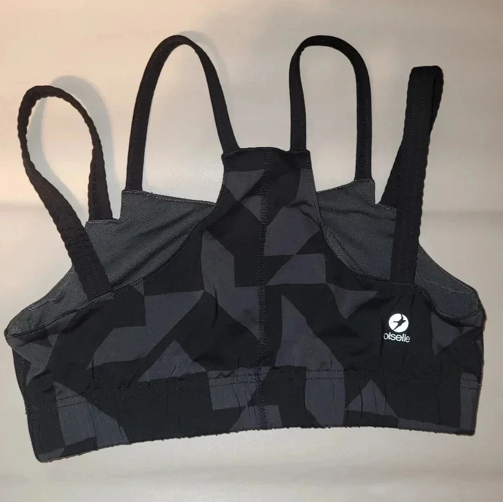 Oiselle Sports Bra Black Geometric Print Size 06 / Small Gym‎ Workout Athletic